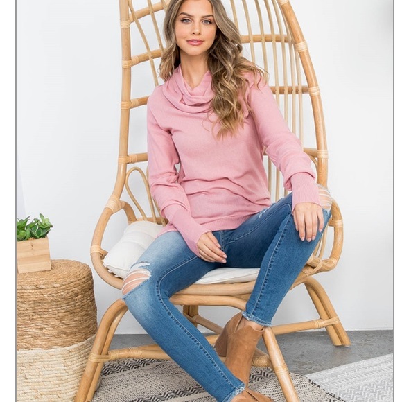 Pink long sleeve cowl neck knitted tunic top. Lightweight. NEW!πΈ - Picture 10 of 15